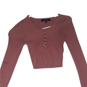Dusty pink tight fitting long sleeve